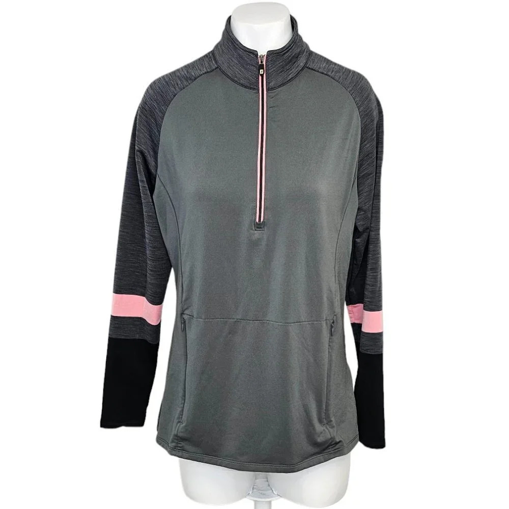 FootJoy Womens Half  Zip Long Sleeve Gray Size Medium